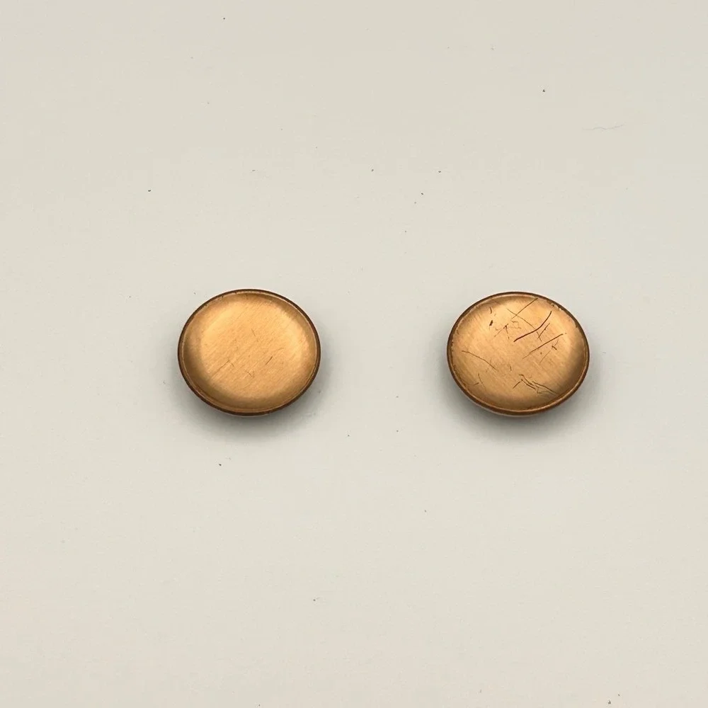 Vintage Round Concave Brushed Copper/Gold Tone Metal Shank Buttons Set of 2 0.8